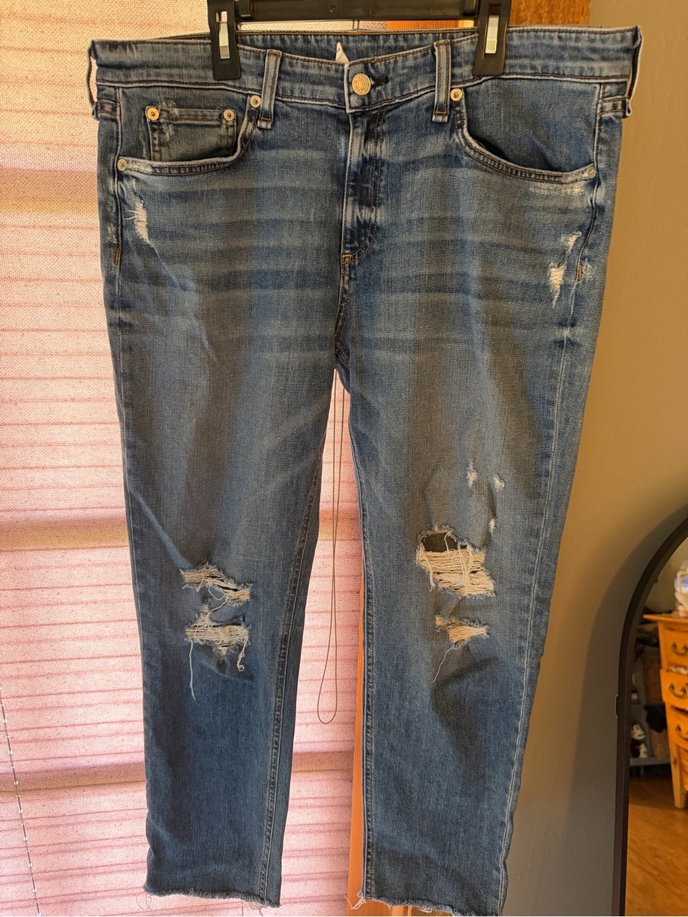 rag & bone Distressed Light Blue Women's Skinny Jeans